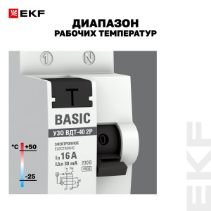 Выключатель дифференциального тока (УЗО) 2п 16А 30мА тип AC Basic электрон. elcb-2-16-30e-sim