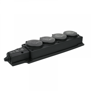 Колодка MultiSet 4х розетка 2К+З 16А/250В IP44 каучуковая черн. SE MST4104BK