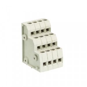 Клемма 8195 D/4/12 OB, Клемма, 3 этажа, горизонтальный подвод кабеля, на плату, шаг: 5.0 мм, 12 полюсов, фиксация провода винтовая, исполнение: без маркировки, 300V, 10A, цвет: серый