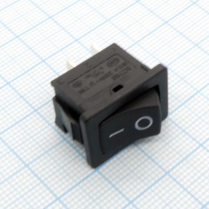 SC-768-2P Black, переключатель клавишный, двухконтактный,6A 250V, черный корпус, черная клавиша
