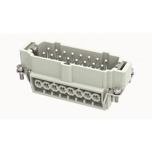 Вилочная контактная вставка DE-016-M, Вилочная контактная вставка, винтовая фиксация, 16 полюсов + PE, типоразмер 16B, 500V, 16A, сечение обслуживаемых проводников 0,75-2,5 мм кв, тип покрытия контактов: серебро