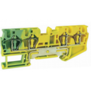 Заземляющая клемма UJ5-4/2X2JDE, Заземляющая клемма, 4 точки подключения, тип фиксации провода: пружинный, номинальное сечение: 4 мм кв., ширина: 6,2 мм, цвет: желто-зеленый, тип монтажа: DIN35, стандарт GB/T14048.1,