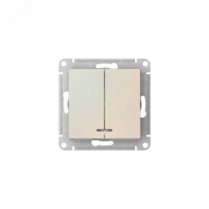 ATLASDESIGN 2-клавишный ВЫКЛЮЧАТЕЛЬ с подсветкой ,сх.5а, 10АХ, быстрозажимные клеммы, ЖЕМЧУГ ATN000453S