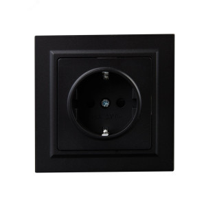 Розетка СП BRITE РСР14-1-0-БрЧ 16А в сборе с заземл. защ. шторки черн. BR-R14-16-K02-F