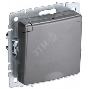 Розетка BRITE РСбш10-3-БрС 16А IP20 с заземл. защ. шторки с крышкой сталь BR-R16-16-K46