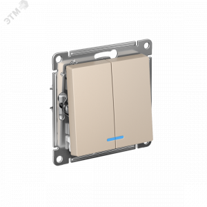 Выключатель 2-кл. AtlasDesign с подсветкой (сх.5а) 10AX мех. песочн. SE ATN001253