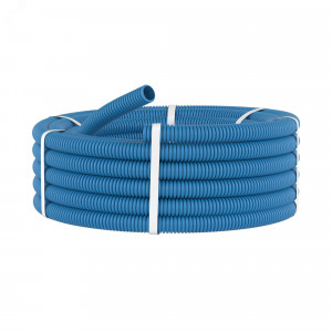 Труба ПП гибкая гофр. д.16мм, тяжёлая без протяжки, 100м, цвет синий 10516