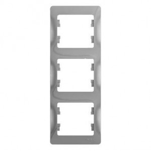 Рамка 3-м Glossa вертикал. алюм. SE GSL000307