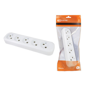 Колодка розеточная 5 гнезд 2П б/з 10А 250В белая SQ1806-0034