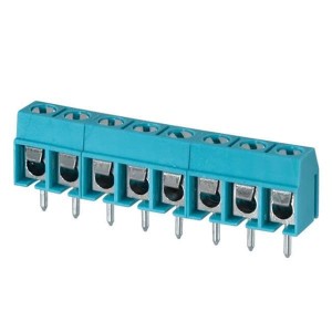 TB002-500-08BE, Фиксированные клеммные колодки Terminal block, screw type, 5.00 , horizontal, 8 poles, CUI Blue, slotted screw, PCB mount