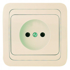 Розетка 1-м СП Mimoza 16А IP20 без заземл. керамика крем./крем. 25002