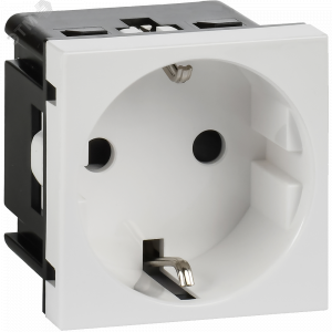 Розетка с заземляющим контактом без защитной шторки и винтовым зажимом (2 модуля) белая 4521046