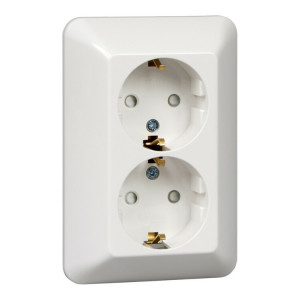 ПРИМА С/У РОЗЕТКА 2-я с заземлением со шторками 16А 250В, БЕЛЫЙ, опт.уп.Россия C3(+) RS16-212-B