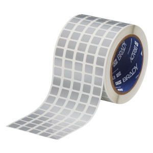 brd30229, THT-12-435-10 этикетки, материал В-435, серебристый глянцевый полиэстер, размер 12.7х11.10мм, 10 000 шт. в рул.