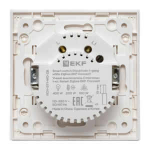 Умный выключатель Стокгольм 1-кл. белый Zigbee EKF Сonnect RCV-ST1-WD-ZB