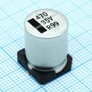 EZV471M35RH, Конденсатор алюминиевый  электролитический 470мкФ 35В ±20% (12.5 X 16мм) для поверхностного монтажа 1150мА 5000час 105°С лента на катушке