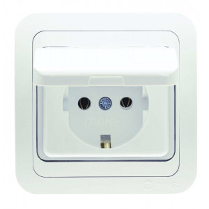 Розетка 1-м СП Mimoza 16А IP20 с крышкой бел./бел. 12029