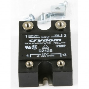D2425, Реле твердотельное для коммутации переменного тока 280В 25А, вход DC 32В 10мА, изоляция 4кВ, схема перехода через ноль, нормально разомкнутое, -40...80°C
