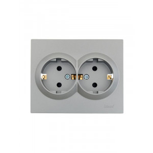 Розетка 2-м СП VESNA с заземл. со шторками ПБТ платина 742-3500-178B