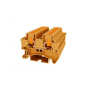 Проходная клемма TPV4-2-OG, Проходная клемма, боковой подвод кабеля, тип фиксации провода: Push-in, номинальное сечение: 4 мм кв., 32A, 1000V, ширина: 6,2 мм, цвет: оранжевый, тип монтажа: DIN35