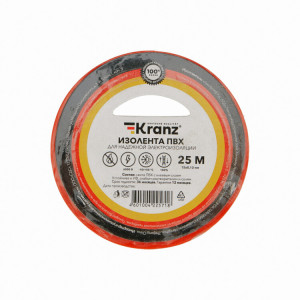 Изолента ПВХ 0,13х15 мм, 25 м, красная KRANZ KR-09-2104