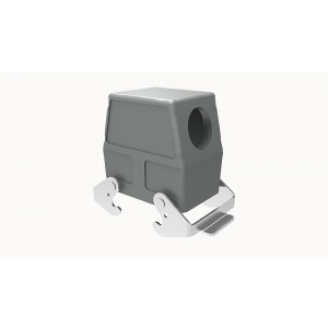 Крышка разъема D32A-SEH-2L-M32, Крышка разъема на кабель, типоразмер 32A, высокое исполнение, с уплотнителем, 1 отверстие с резьбой для кабельных вводов M32x1,5, с боковым расположением, с двумя защелками, материал корпуса: алюминиевый сплав