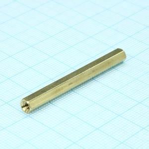 H-L4500-0600-5-03-2N, Стойка латунная никелированная для печатной платы, шестигранная, М3, 45мм, отверстие-отверстие