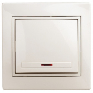 1-102-02 Выключатель с подсветкой, 10А-250В, IP20, СУ, Plano, сл.кость (10/200/2400) Б0027598