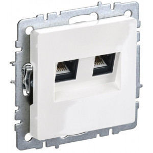 Розетка компьютерная двойная СП RJ45 кат.5E BRITE РК10-2-БрБ бел. BR-K20-1-K01