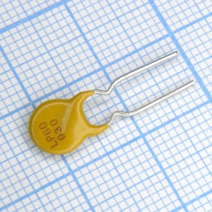 LP60-030F, Самовосстанавливающийся предохранитель PTC 0.3A(hold) 0.6A(trip) 60V 40A 0.59W 3s 0.76Ohm Radial 7.7 X 3.1mm, Bulk