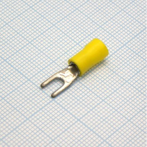 SV2-3.2  Yellow, наконечник кабельный вилочный с изоляцией d=3.2мм, сеч. пров.1.5-2.5мм2