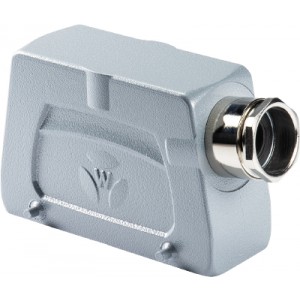 Крышка разъема 73.353.6428.0, Крышка разъема на кабель, типоразмер 24B, высокое исполнение, без уплотнителя, 1 отверстие с резьбой для кабельных вводов PG29, с боковым расположением, без защелок (упоры для двух защелок), материал корпуса: алюминиевый сплав