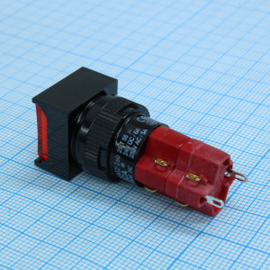 D16LAS2-2ABKR, D16LAS2-2ABKR, Переключатель кнопочный с фиксацией 250В/5А LED подсветка 24В