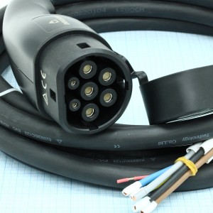 MEAC-T-032A-V1-03-5.0M-30A(H), Зарядный кабель для электромобиля Type2 питание 3 фазы, ток 32А, шнур 5м