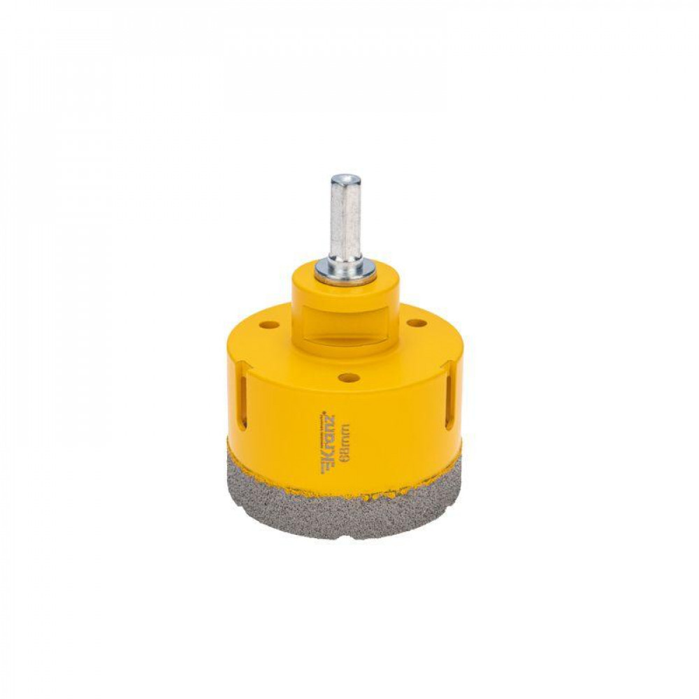 Изображение товара Алмазная коронка по керамограниту железобетону 68мм М14 вакуумное спекание KR-92-1025