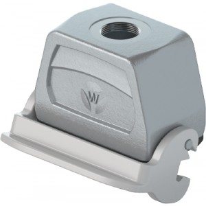 Крышка разъема 71.372.1035.1, Крышка разъема на кабель, типоразмер 10B, с уплотнителем, 1 отверстие с резьбой для кабельных вводов M20x1,5, с верхним расположением, с одной защелкой, материал корпуса: алюминиевый сплав