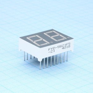 FYD-5621FS-21, 2-х разрядный индикатор 14,2мм/красный/660нм/15-20мкд/ОА