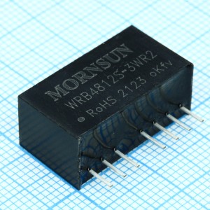 WRB4812S-3WR2, Преобразователь DC/DC мощность, Вт: 3 вход 48(36-75)В выход 12В изоляция: 1500В, 22.0*9.5*12.0мм