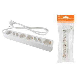 Удлинитель бытовой У044, 4 б/з+4 с/з, 1,5метра, ПВС 3х1,5мм2 16А/250В SQ1303-0310