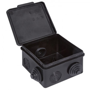 Коробка распределительная КМР-030-031 с крышкой (80х80х50), 7 мембр. вводов чёрная IP54 plc-kmr-030-031-2b