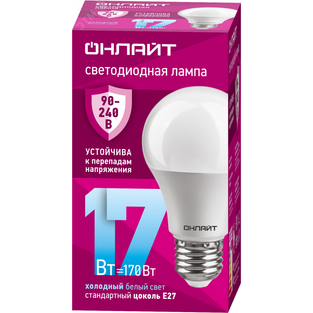 Изображение товара Светодиодная лампа 17Вт E27 6500K Navigator OLL-A60-17-230-6.5K