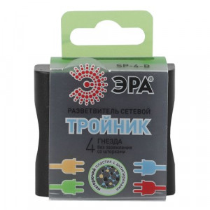 Разветвитель 4-м без заземл. 16А IP20 SP-4-B черн. Б0008207