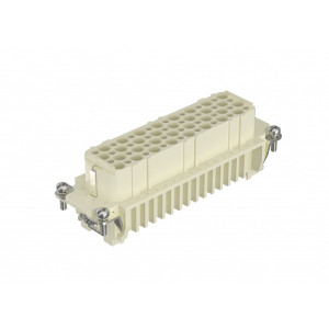 Розеточная контактная вставка HD-064-FC, Розеточная контактная вставка, обжимная фиксация, 64 полюса + PE, типоразмер 24B, 250V, 10A, (обжимные контакты поставляются отдельно)