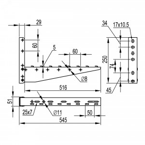 Консоль с опорой ML основание 500мм FC33834