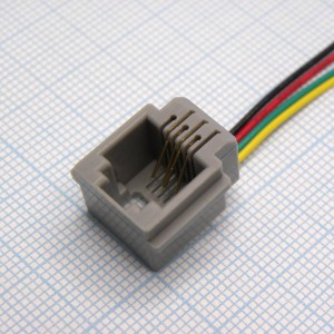 TJ6P4C розетка с проводом (207)107-623MS, TJ6P4C розетка с проводом