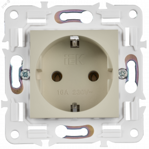 SKANDY Розетка с заземлением без защитных шторок 16А SK-R05B бежевый IEK SK-R11-16-K10