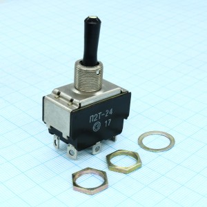 П2Т-24, Переключатель тумблерный 6А,250В, фиксация светящейся ручки в 1 положении