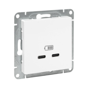Механизм розетки USB-C - 2шт, белый Эпика EKF UP1-SOW-2USBC