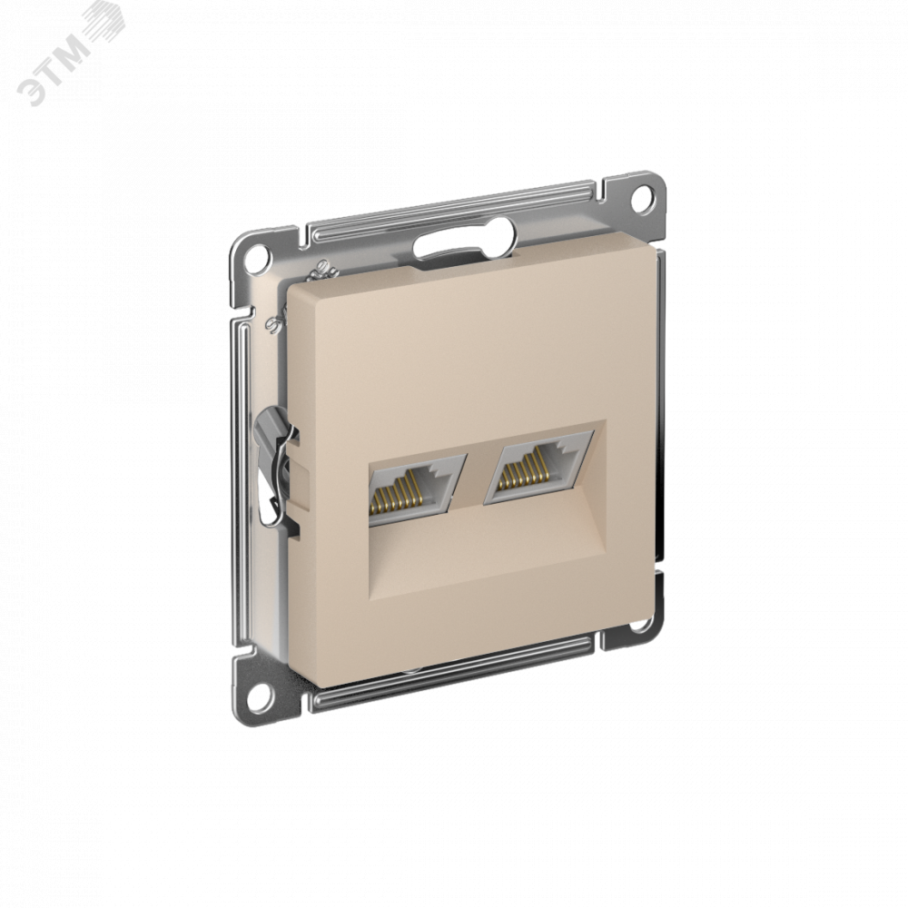 Изображение товара Розетка компьютерная AtlasDesign RJ45+RJ45 кат.5E для скрытого монтажа Песочная