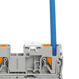 Проходная клемма UPT-2.5-BE, Проходная клемма, тип фиксации провода: Push-in, номинальное сечение: 2,5 мм кв., 24A, 800V, ширина: 5,2 мм, цвет: синий, тип монтажа: DIN35